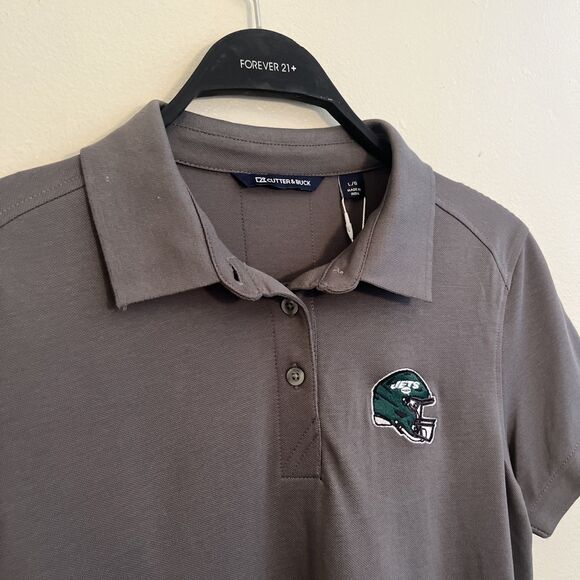 CUTTER & BUCK Advanced Pique New York Jets Football Polo, Gray- L - Picture 5 of 8